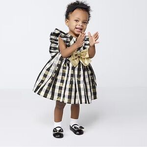 Bonnie Jean Black and Gold Plaid Dress
